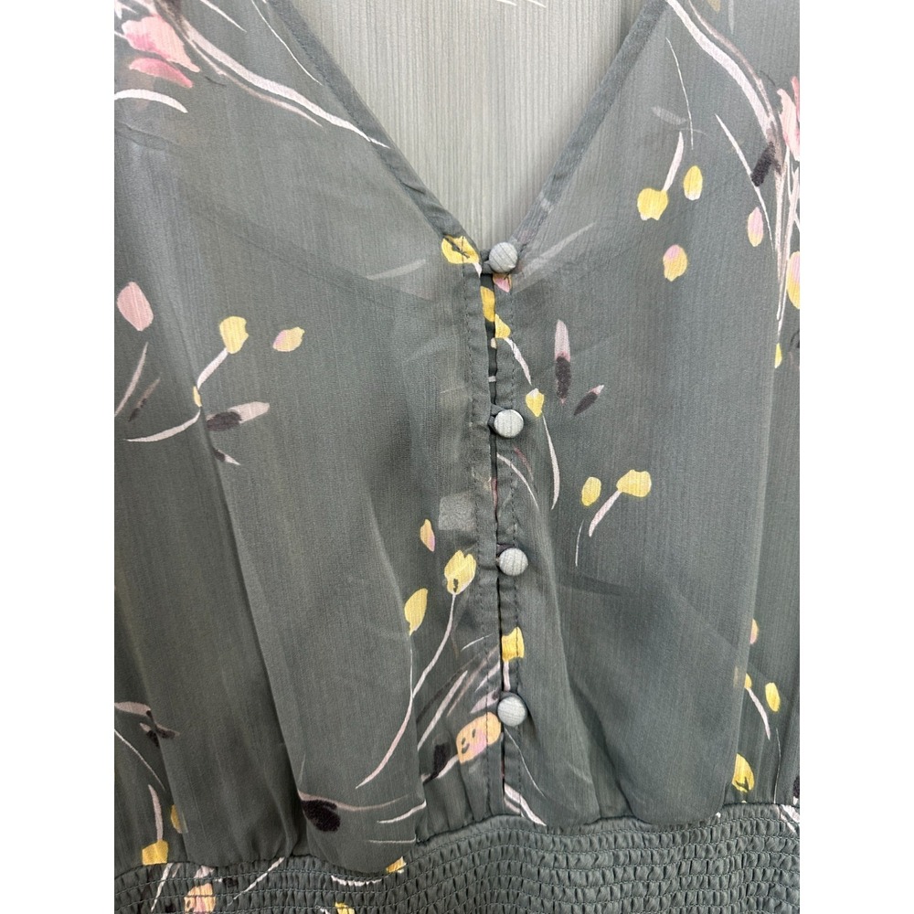 NWT White House Black Market Flutter Sleeve Chiffon Midi Dress Floral Large - Picture 5 of 16